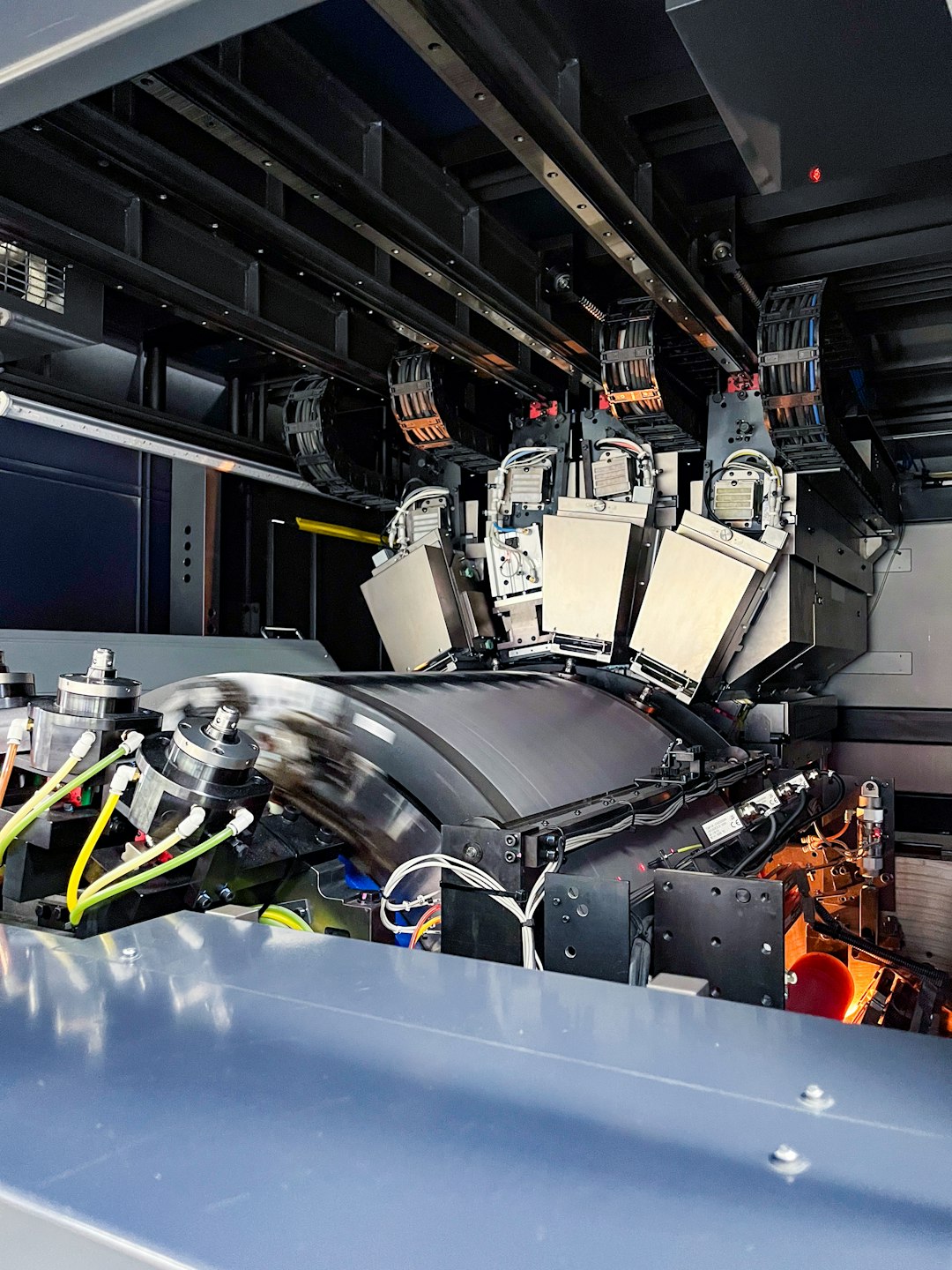 The inside of a digital inkjet commercial printing machine